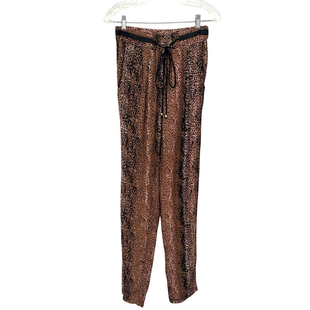 Karina Grimaldi Georgette Cheetah Animal Print Ruched Jogger Pants